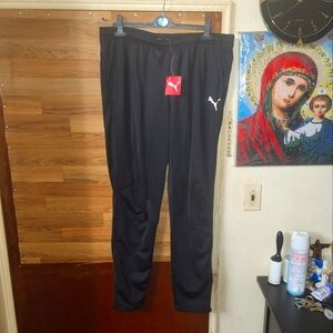 NEW!!Puma Pants Mens Size 2XL Black Ankle Zip Track Running Joggers Sweatpants